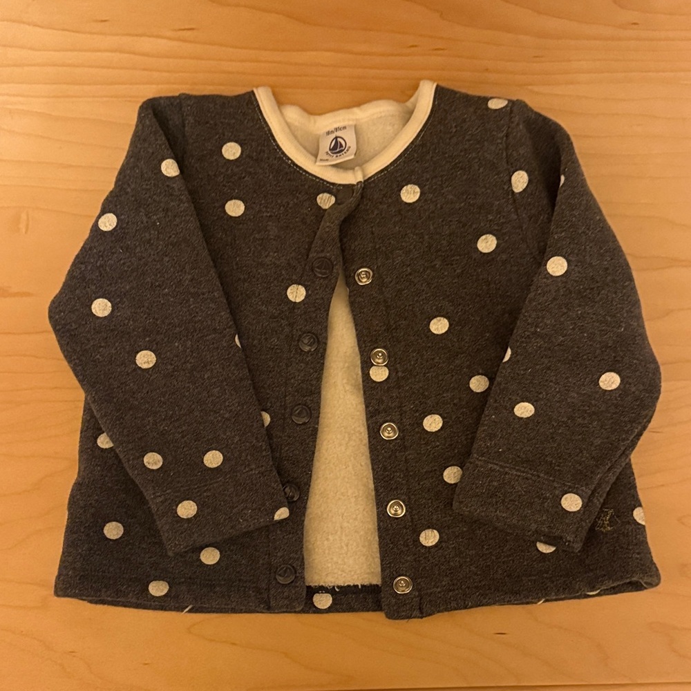 Petit Bateau Polka Dot Kids Cardigan 18M